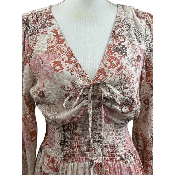 Beyond the Radar dress, cream/pink, bohemian, peasant, romantic, feminine, soft - Picture 4 of 6